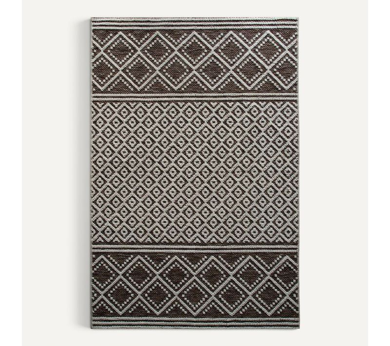 Tapis Moderne À Motif Croisillons En Relief Brun 160x230