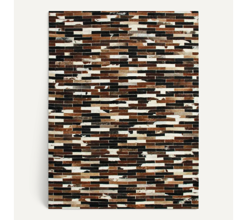 Tapis En Cuir Recyclé Lignes Marron 190x290