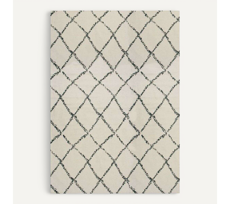 Tapis En Coton Losanges Naturel-noir 190x290