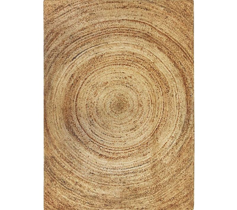 Tapis Salon En Jute Tressé Main Motif Rond Naturel 200x290 - Style Bohème