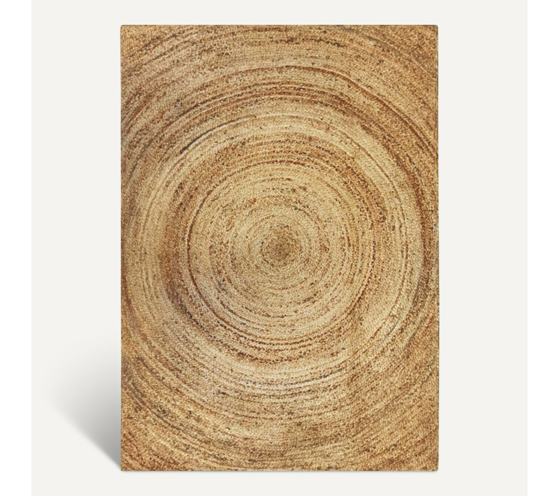 Tapis En Jute Tressé Main Motif Rond Naturel 300x400 - Style Bohème