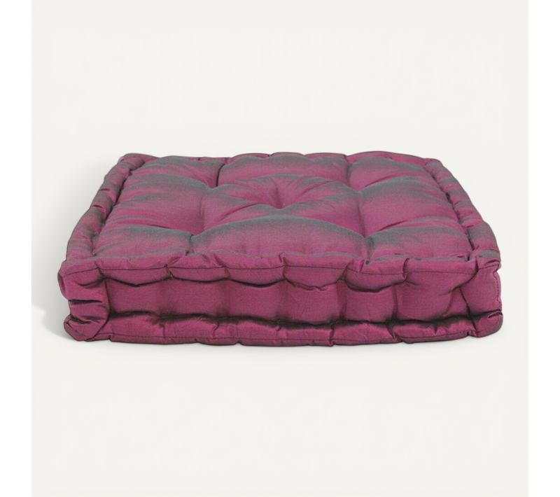 Pouf Tapissier En Taffetas Prune 40x40 - William