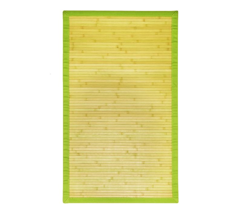 Tapis Salon En Bambou Larges Lattes Et Ganse Anis 120x70