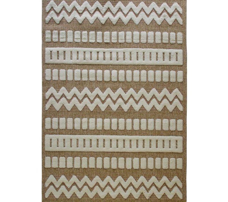Tapis Aspect Jute À Motif Géométrique En Relief Blanc 80x150