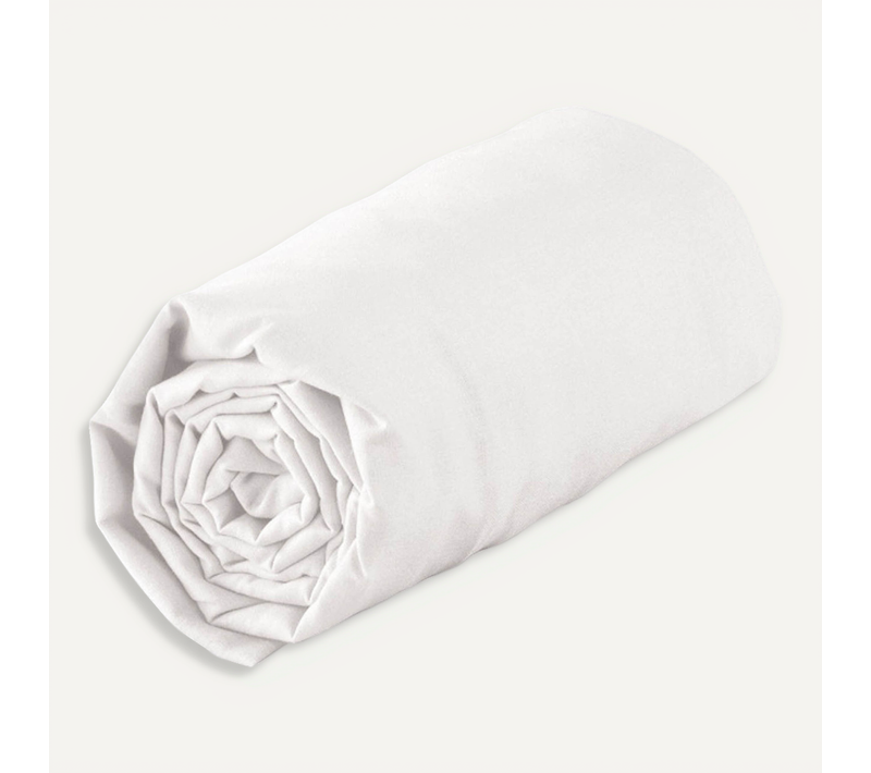 Drap Housse 100 % Coton 57 Fils - 80x200 Cm - Blanc