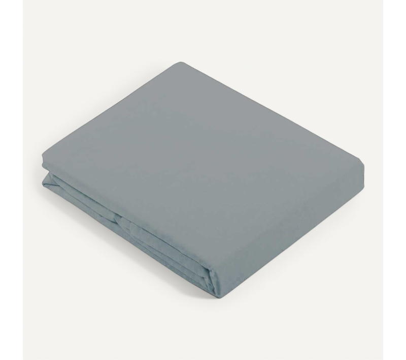 Drap Plat Uni En 100 % Coton - 240x310 Cm - Gris Galet