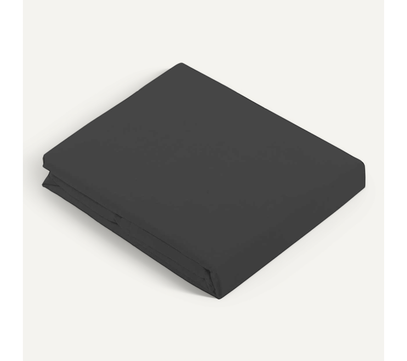 Drap Plat Uni En 100 % Coton - 240x310 Cm - Gris Anthracite