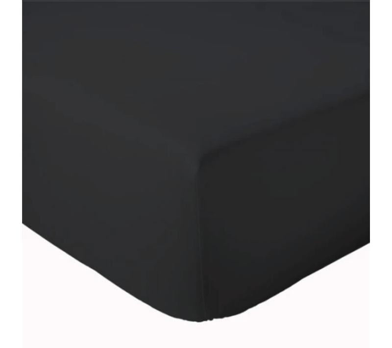 Drap Housse Coton Bonnet 23 Cm Fabriqué En France - 160x190 Cm - Noir