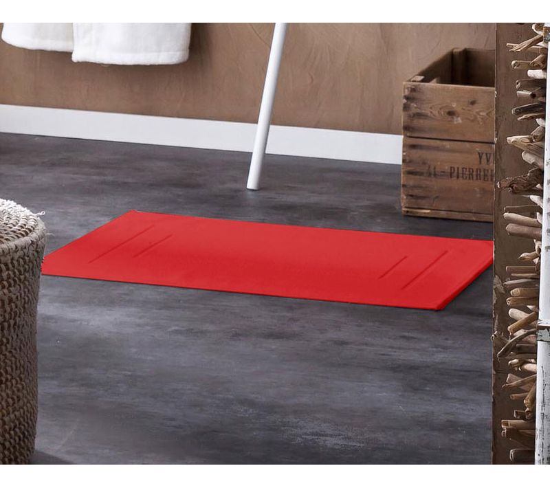 Tapis De Bain Uni Et Coloré - 50x90 Cm - Griotte