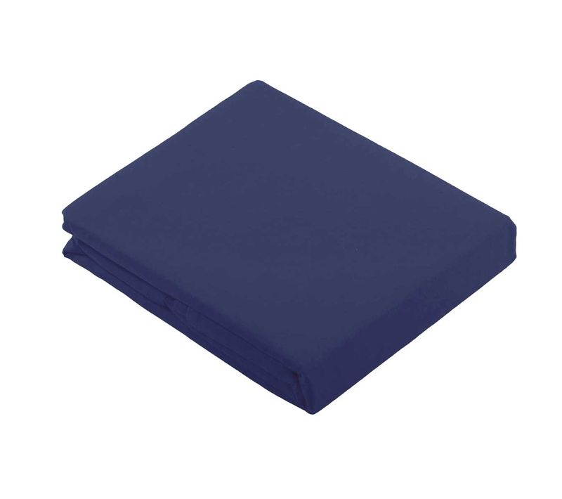 Drap Plat Uni En 100 % Coton - 180x290 Cm - Bleu Marine