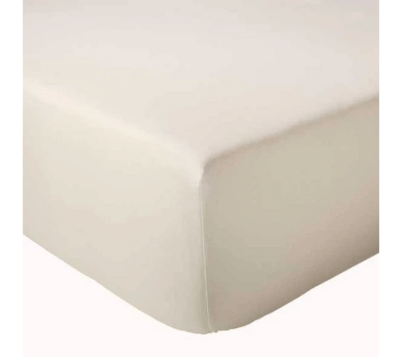 Drap Housse Uni Bonnet 30 Cm 100% Coton - 90x190 Cm - Ecru