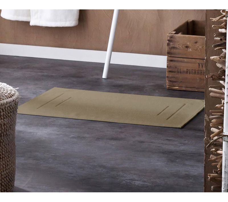 Tapis De Bain Uni Et Coloré - 50x90 Cm - Beige Foncé