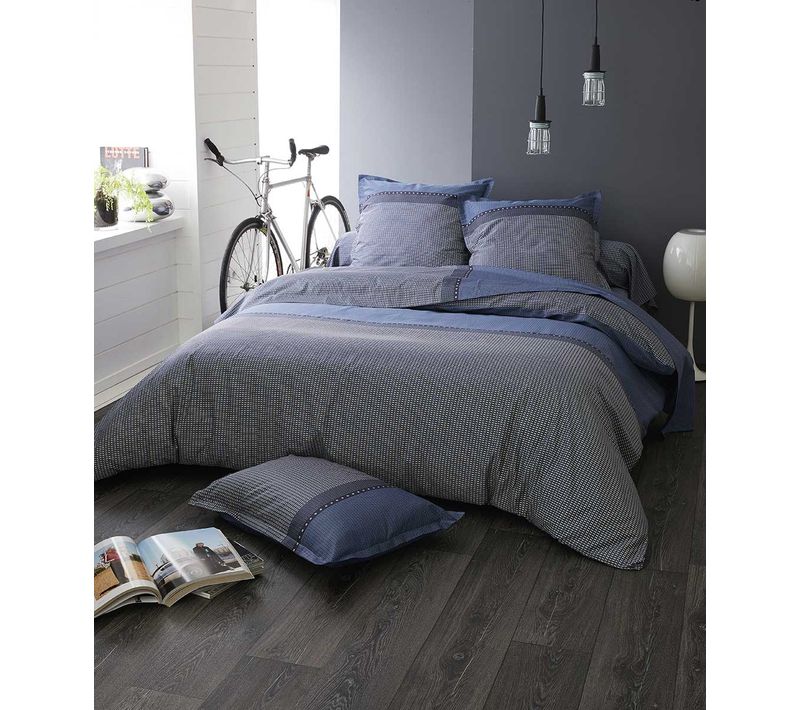 Housse De Couette En Satin De Coton - 240x220 Cm - Bleu Foncé