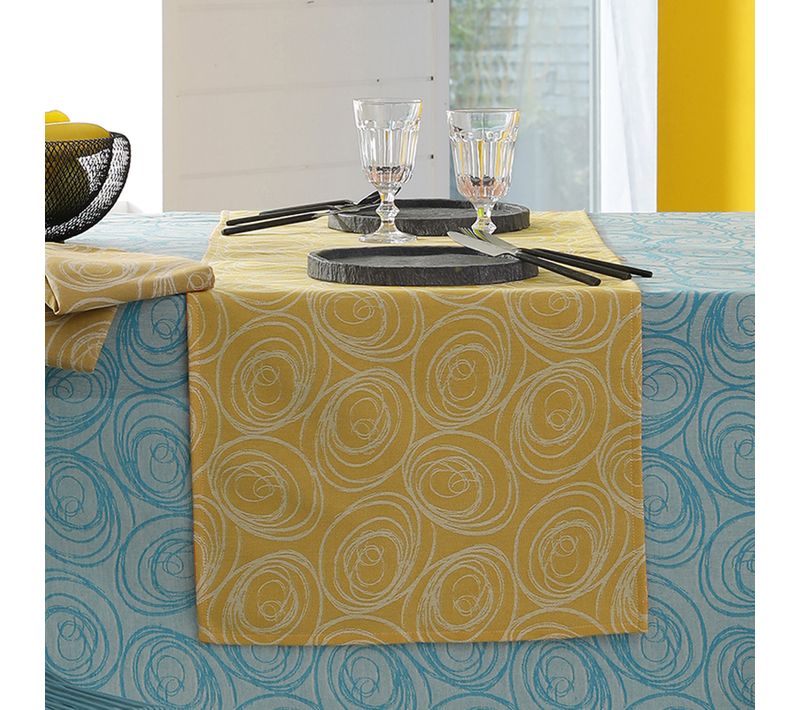 Chemin De Table Spirale - 45x150 Cm - Jaune