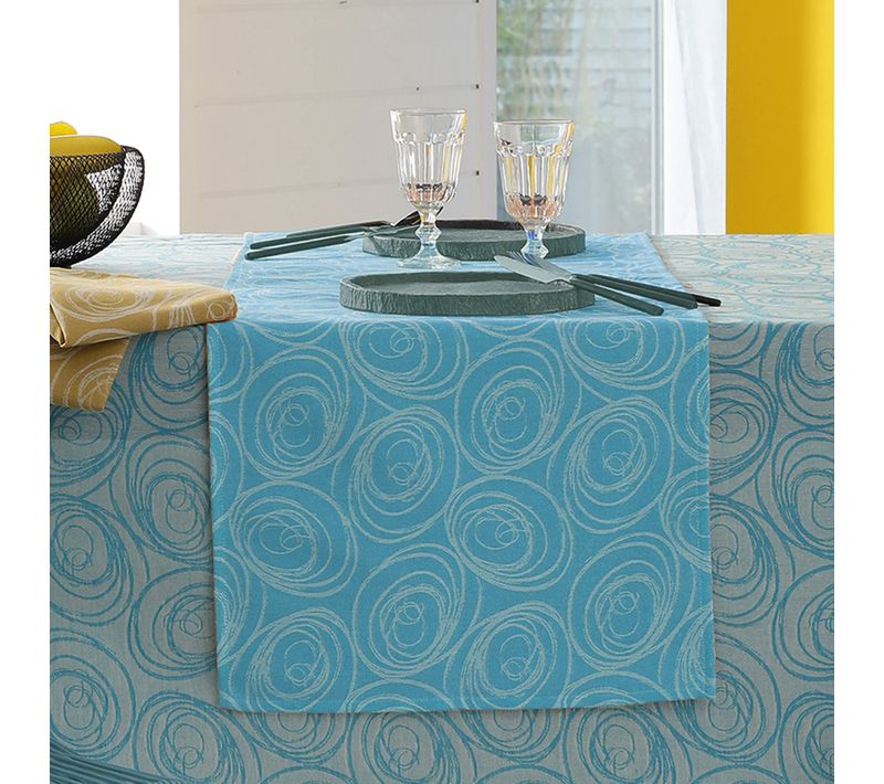 Chemin De Table Spirale - 45x150 Cm - Turquoise