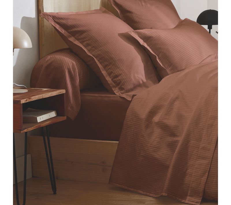 Drap Housse 100% Satin Cuir 180x200 Cm