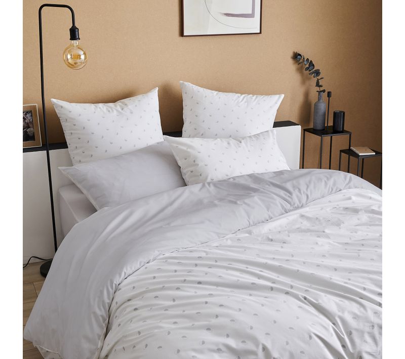 Housse De Couette En Percale Au Style Géométrique - 300x240 Cm - Gris Clair