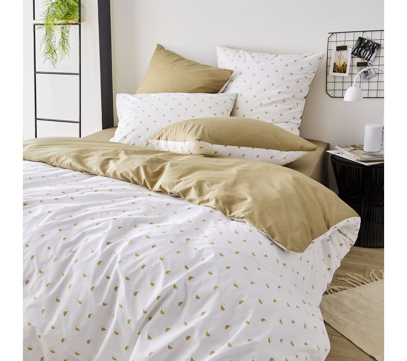 Housse De Couette En Percale Au Style Géométrique - 140x200 Cm - Beige