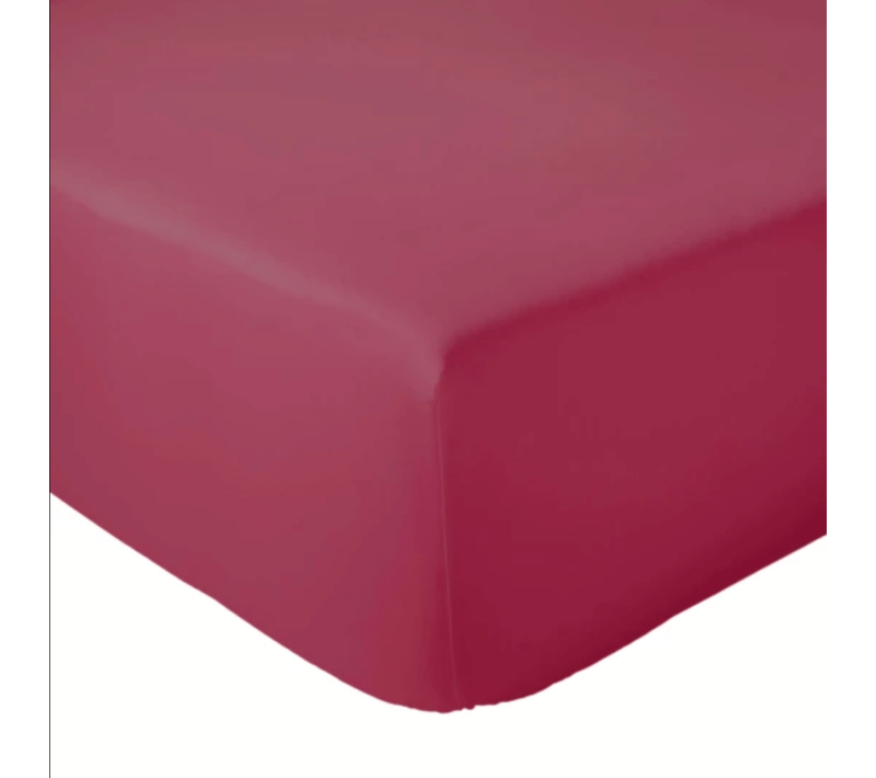 Drap Housse Uni Bonnet 30 Cm 100% Coton - 160x190 Cm - Rose Foncé