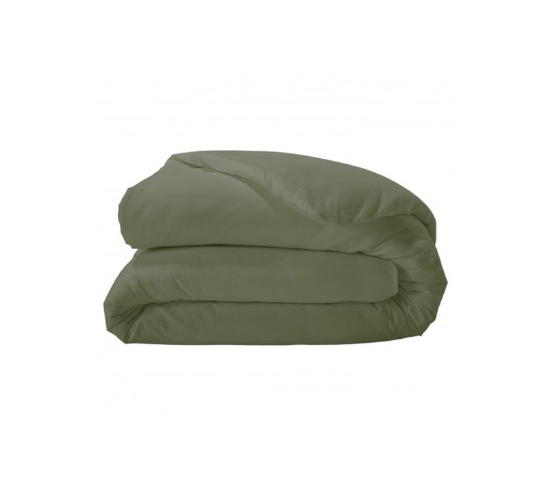 Housse De Couette Unie En Percale De Coton - 140x200 Cm - Vert Olive