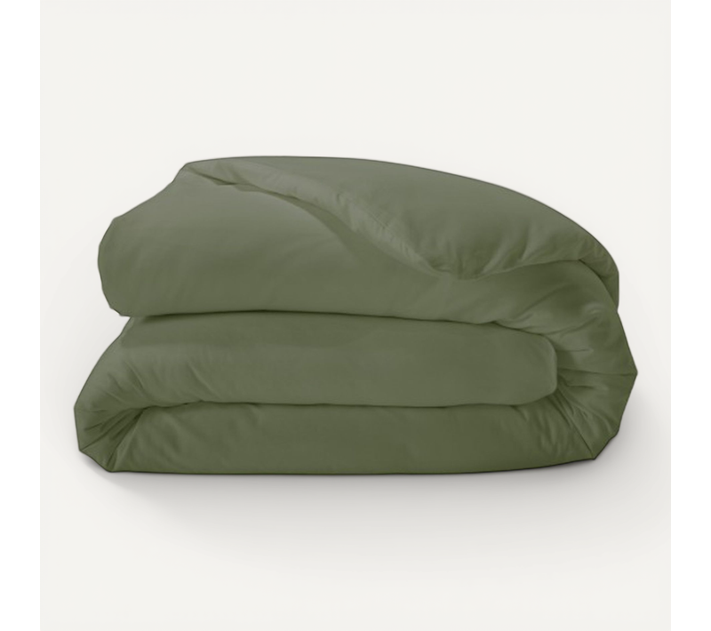 Housse De Couette Unie En Percale De Coton - 200x200 Cm - Vert Olive