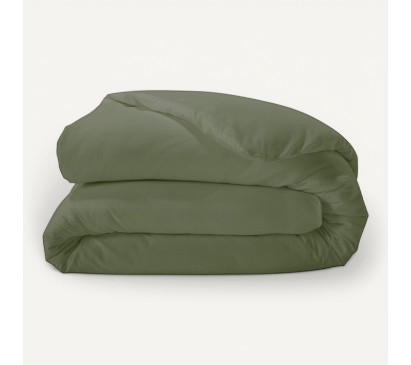 Housse De Couette Unie En Percale De Coton - 260x240 Cm - Vert Olive