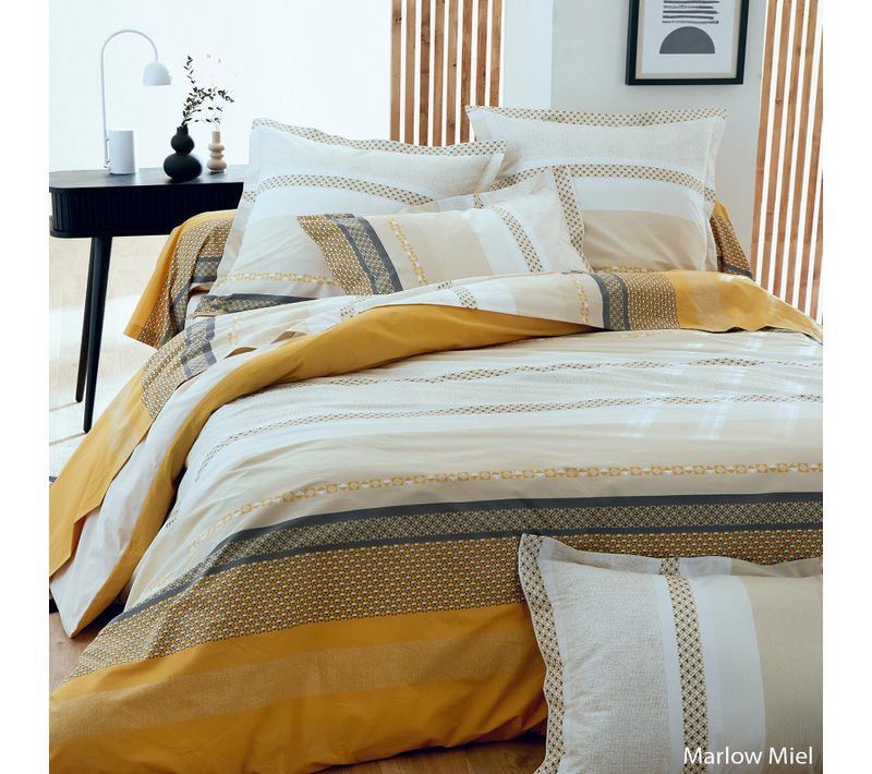Parure De Couette En Percale De Coton Au Style Ethnique Chic - 240x220 Cm - Jaune