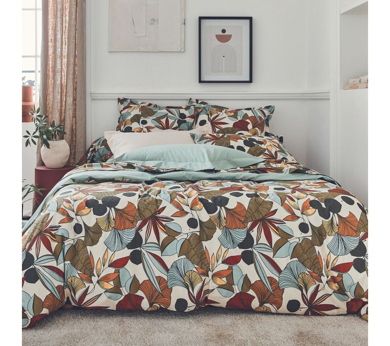 Parure De Couette En Percale De Coton Esprit Nature - 200x200 Cm - Vert