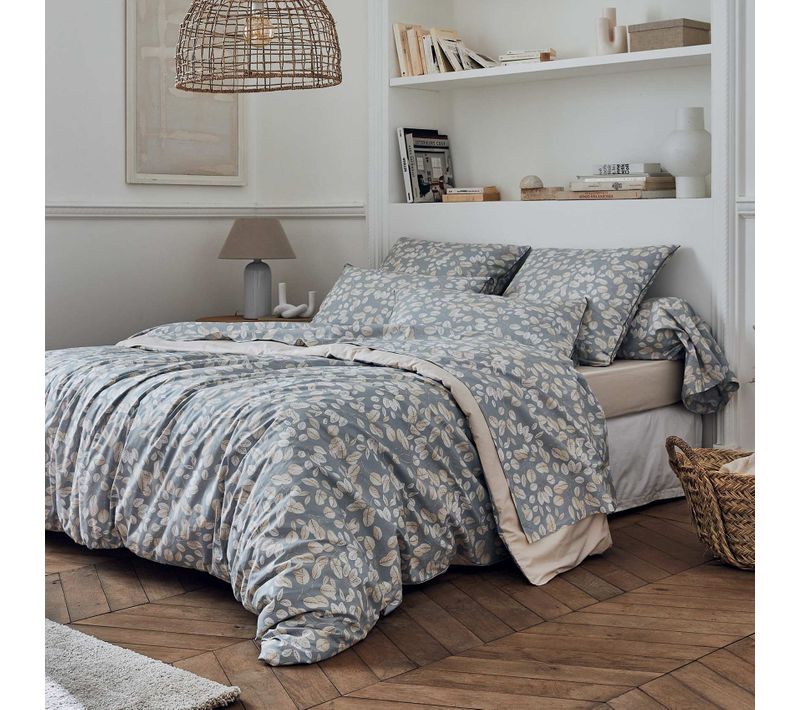 Housse De Couette En Percale Esprit Cocooning - 260x240 Cm - Gris