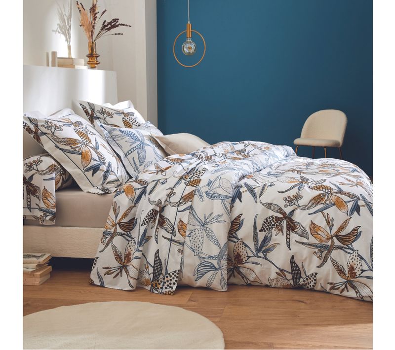 Housse De Couette Aux Fleurs Exubérantes - 200x200 Cm - Blanc