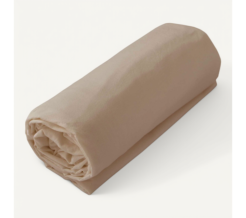 Drap Housse Jersey Uni En 100% Coton - 90x190 Cm - Beige Foncé