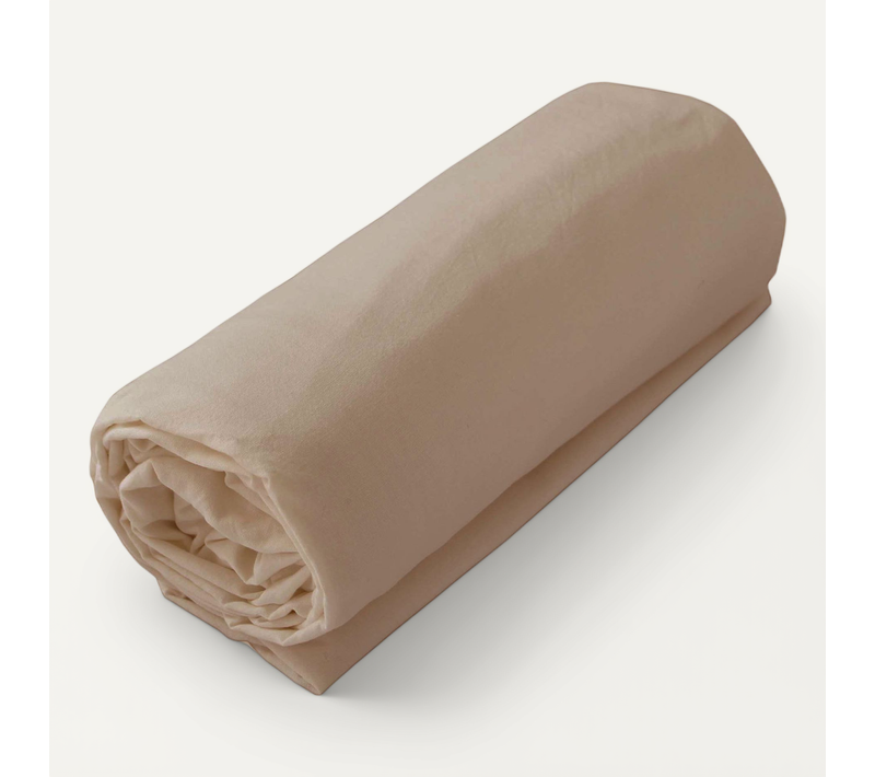 Drap Housse Jersey Uni En 100% Coton - 160x200 Cm - Beige Foncé