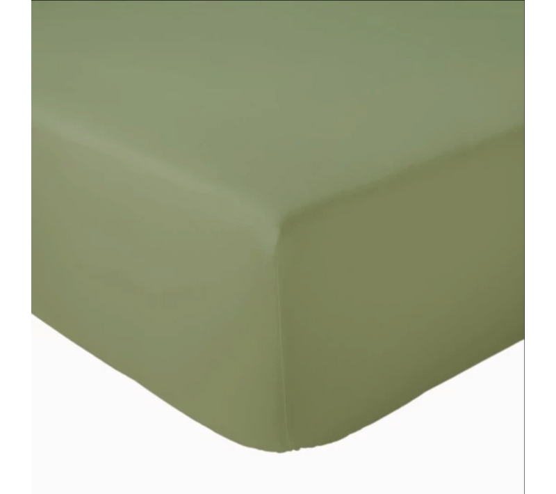 Drap Housse Coton Bonnet 23 Cm Fabriqué En France - 180x190 Cm - Vert Mousse