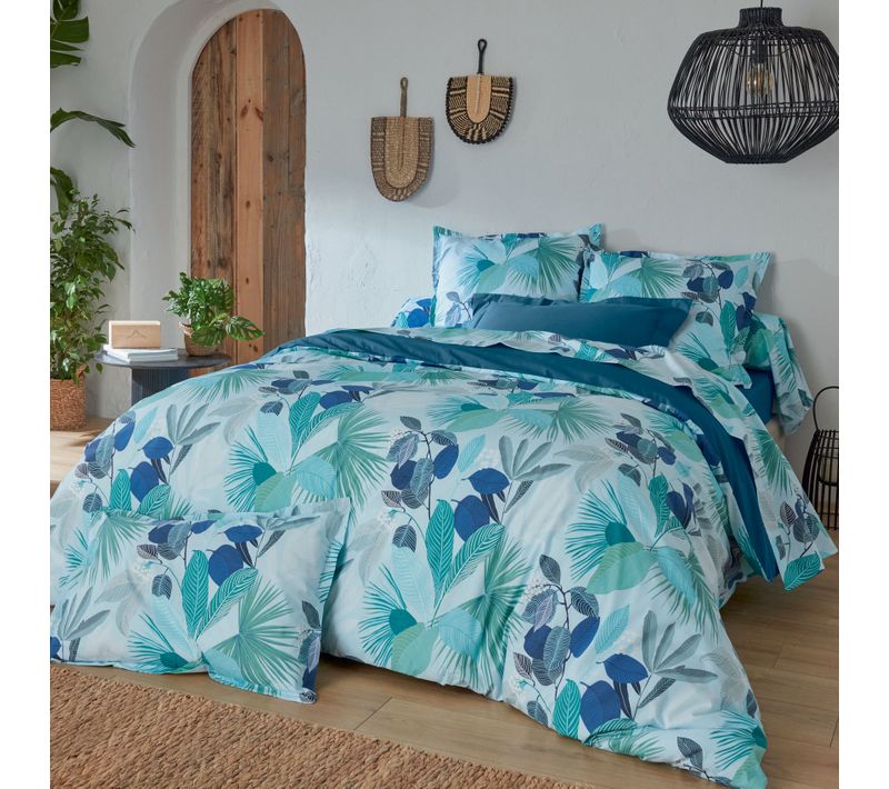Parure De Couette Au Style Tahitien - 240x220 Cm - Bleu