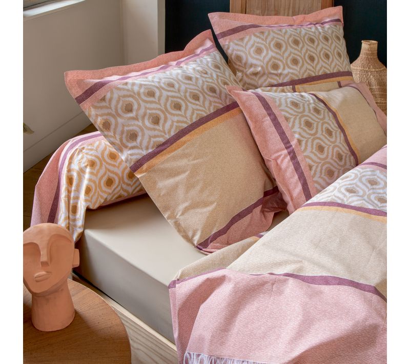 Taie De Traversin Coton Ethnique - 86x240 Cm - Rose