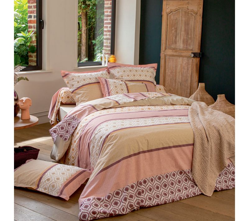Housse De Couette Coton Ethnique - 300x240 Cm - Rose