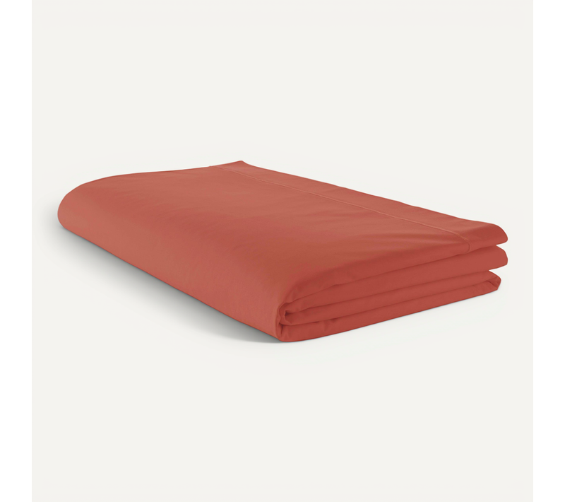 Drap Plat Piqué Uni En Percale De Coton - 280x325 Cm - Bordeaux