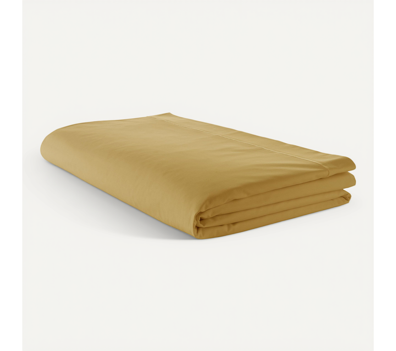 Drap Plat Piqué Uni En Percale De Coton - 280x325 Cm - Ambre