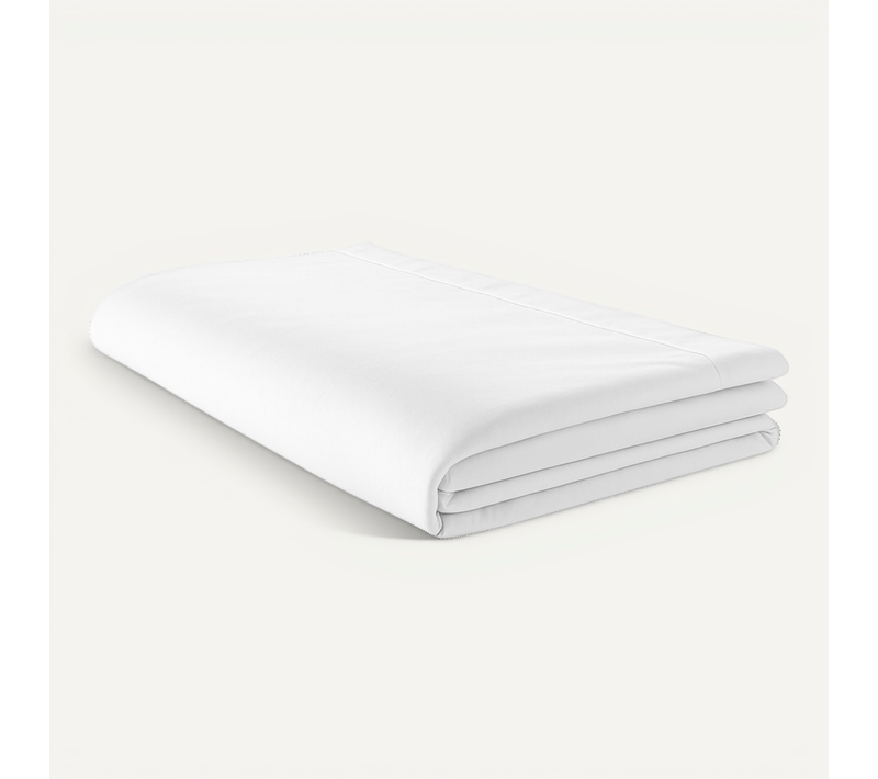 Drap Plat Piqué Uni En Percale De Coton - 180x290 Cm - Blanc