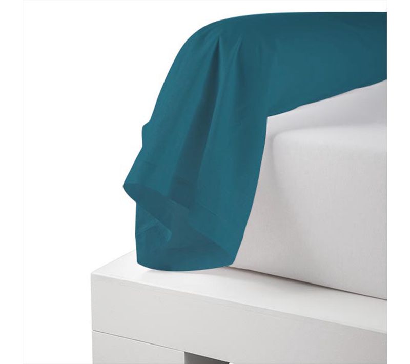 Taie De Traversin Percale De Coton Piquée Unie - 86x140 Cm - Bleu Pétrole