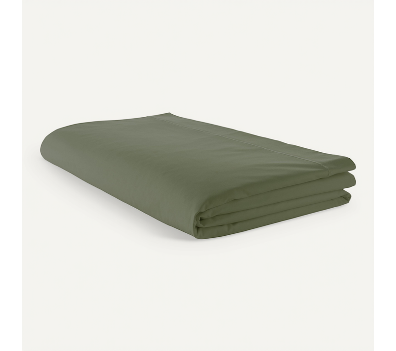 Drap Plat Piqué Uni En Percale De Coton - 240x310 Cm - Kaki