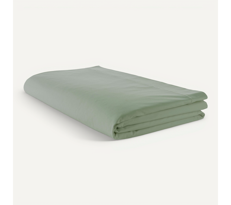 Drap Plat Piqué Uni En Percale De Coton - 240x310 Cm - Vert Olive