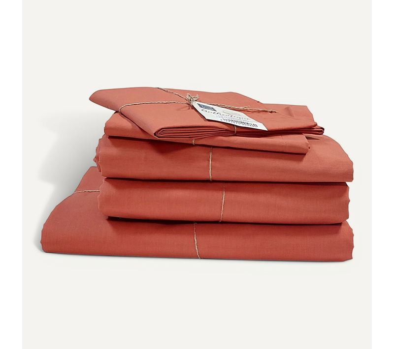 Drap Plat En 100% Coton Biologique - 180x290 Cm - Terracotta