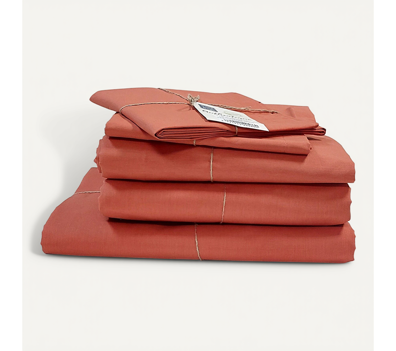 Drap Plat En 100% Coton Biologique - 280x300 Cm - Terracotta