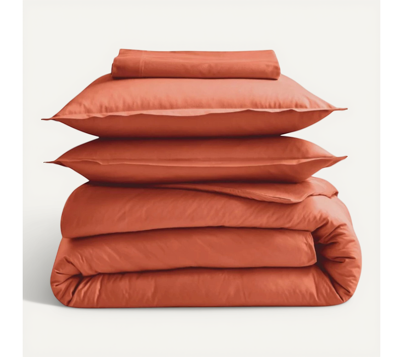 Drap Housse 100% Coton Bio Bonnet 30 Cm - 200x200 Cm - Terracotta