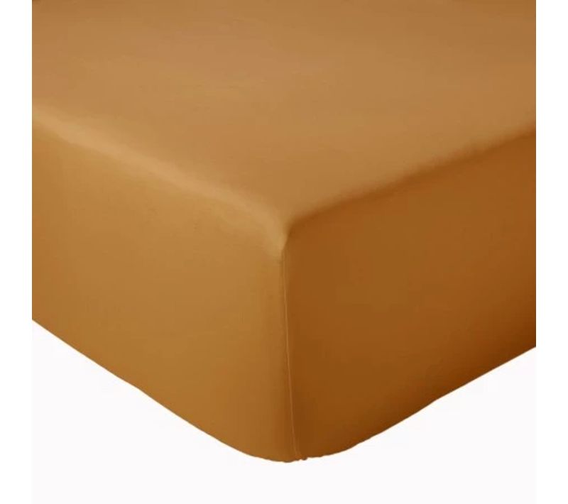 Drap Housse 100 % Coton 57 Fils - 180x190 Cm - Marron Clair