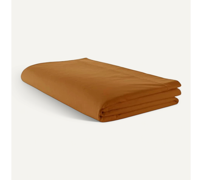 Drap Plat Uni En 100 % Coton - 240x310 Cm - Marron Clair