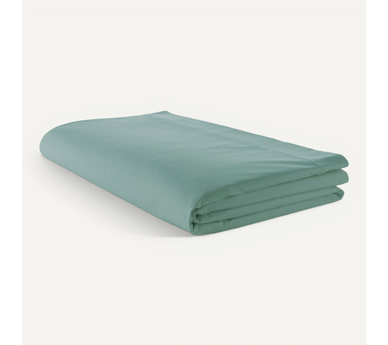 Drap Plat Piqué Uni En Percale De Coton - 180x290 Cm - Turquoise