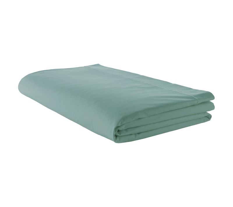 Drap Plat Piqué Uni En Percale De Coton - 240x310 Cm - Turquoise