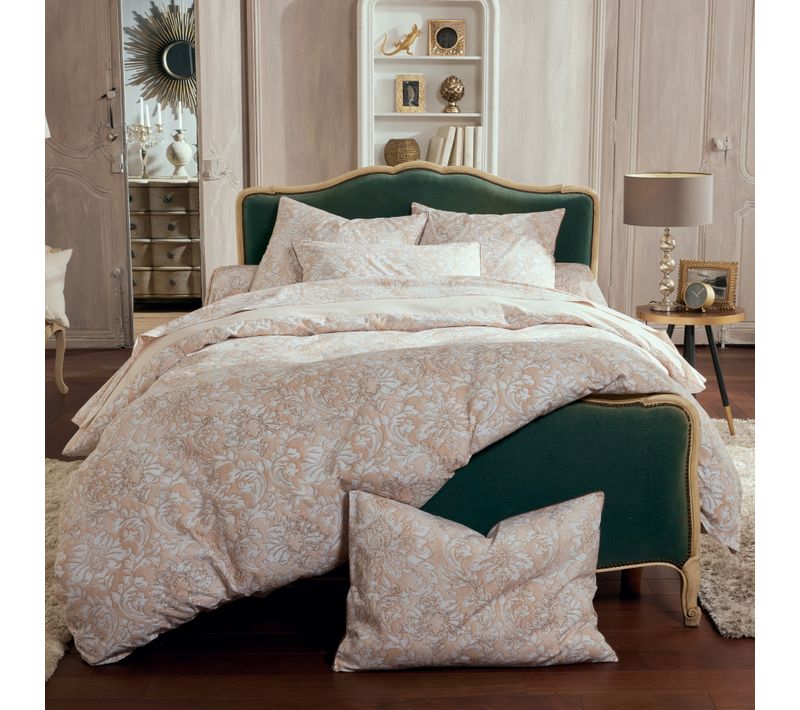 Housse De Couette Percale De Coton Ornemental Classique - 240x220 Cm - Beige